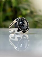 Black Onyx Stone Silver Ring #027