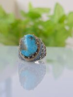 Turquoise Stone Silver Ring #047 - Image 4