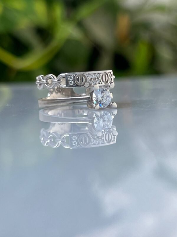 Zircon Stone Silver Ring