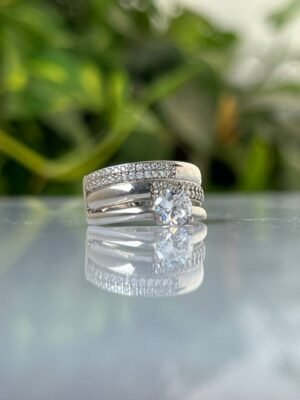 Zircon Stone Silver Ring