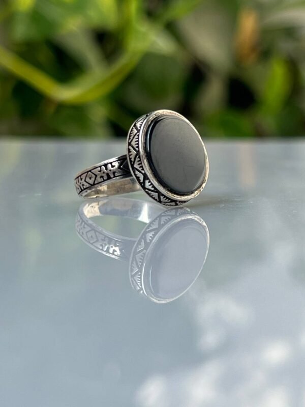 Black Onyx Stone Silver Ring