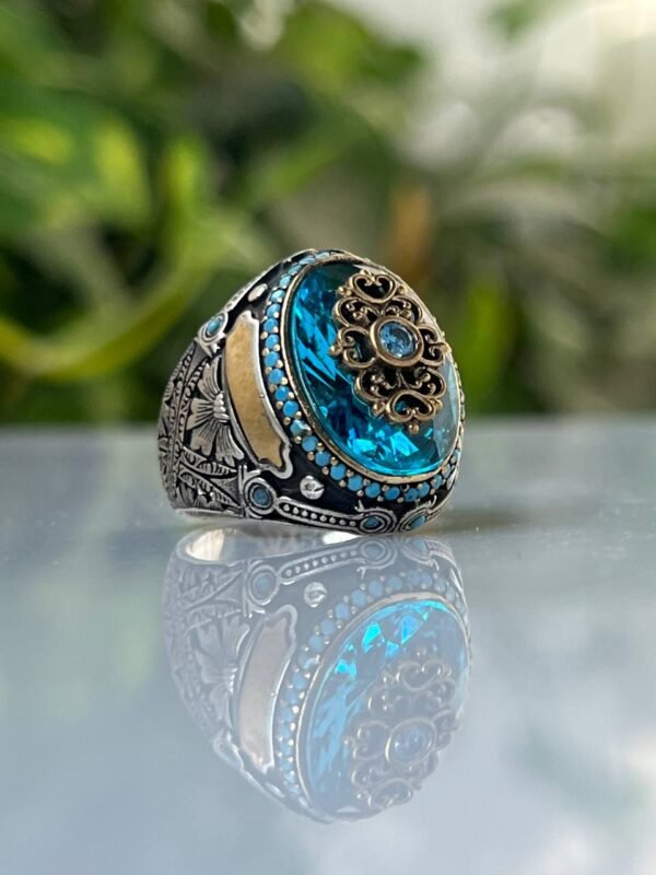 Aquamarine Stone Silver Ring