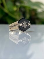 Black Onyx Stone Silver Ring#043