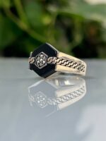 Black Onyx Stone Silver Ring#043 - Image 5
