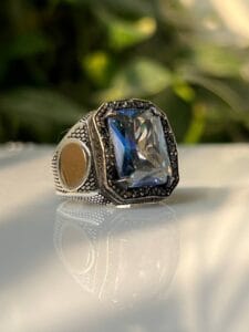 Mystic Topaz Stone Silver Ring