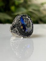 Mystic Topaz Stone Silver Ring #037