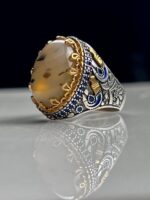 Yemeni Agate Silver Ring #066 - Image 11