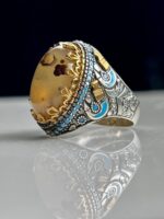 Yemeni Agate Silver Ring #066 - Image 7