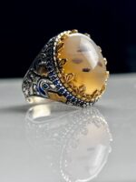 Yemeni Agate Silver Ring #066 - Image 6