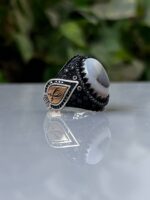 Yemeni Agate Silver Ring #052 - Image 4