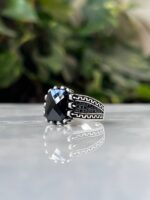 Black Onyx Stone Silver Ring #076 - Image 2