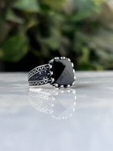 Black Onyx Stone Silver Ring