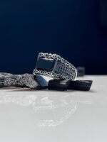 Black Onyx Stone Silver Ring #081