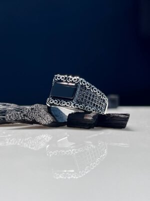 Black Onyx Stone Silver Ring