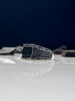 Black Onyx Stone Silver Ring #081 - Image 2