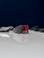 Red Zircon Stone Silver Ring
