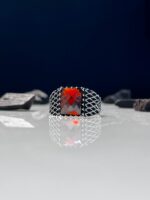 Red Zircon Stone Silver Ring - Image 3
