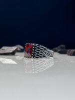 Red Zircon Stone Silver Ring - Image 2