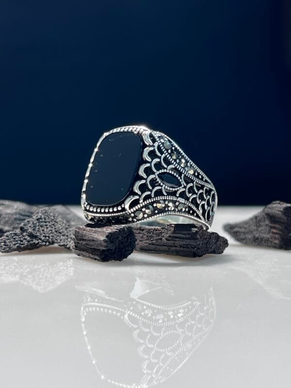 Black Onyx Stone Silver Ring