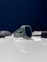Black Onyx Stone Silver Ring #082 - Image 6