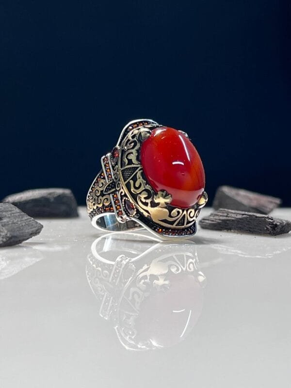 Agate Stone Silver Ring