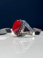 Agate Stone Silver Ring #086