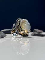 Dragon Agate Stone Silver Ring #088