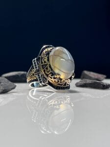 Dragon Agate Stone Silver Ring
