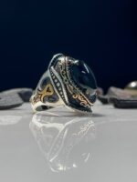 Black Agate Stone Silver Ring #091 - Image 4