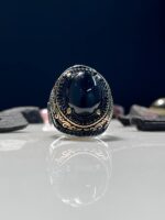Black Agate Stone Silver Ring #091 - Image 2