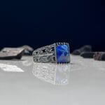 Blue Zircon Stone Silver Ring #092