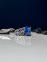 Blue Zircon Stone Silver Ring #092