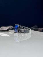 Blue Zircon Stone Silver Ring #092 - Image 2
