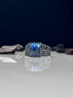 Blue Zircon Stone Silver Ring #092 - Image 3