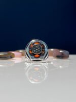 Red Zircon Stone Silver Ring #093 - Image 3