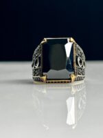 Black Zircon Stone Silver Ring #099 - Image 2