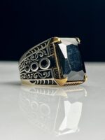 Black Zircon Stone Silver Ring #099 - Image 3