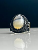 Yemeni Agate Silver Ring #104 - Image 2