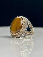 Tiger Eye Stone Silver Ring#108