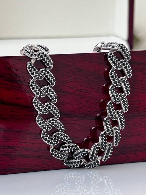 Turkish Silver Bracelet with Black Zircon Stone