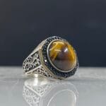 Tiger Eye Stone Silver Ring #020