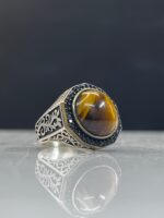 Tiger Eye Stone Silver Ring #020