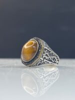 Tiger Eye Stone Silver Ring #020 - Image 3