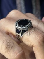 Black Onyx Stone Silver Ring #017 - Image 2