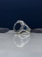 Black Onyx Stone Silver Ring #017