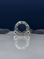 Black Onyx Stone Silver Ring #017 - Image 5