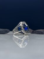 Blue Zircon Stone Silver Ring #018 - Image 3