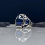 Blue Zircon Stone Silver Ring #018