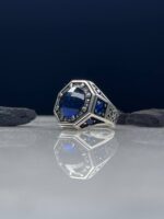 Blue Zircon Stone Silver Ring #018