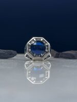 Blue Zircon Stone Silver Ring #018 - Image 5